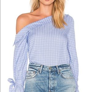 J.O.A one shoulder top, blue blouse